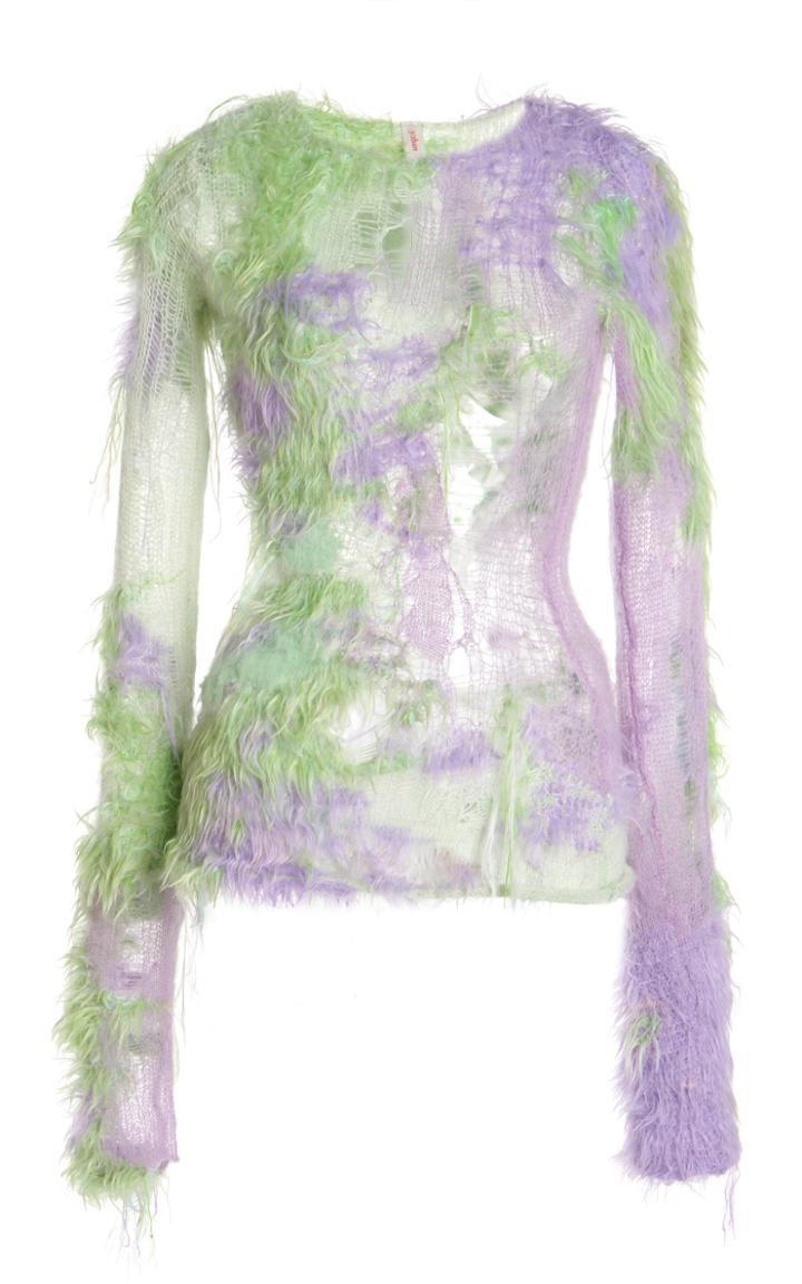 Moda Operandi Yuhan Wang Fuzzy-knit Shredded Sweater