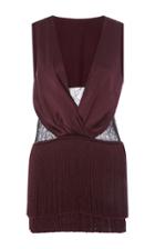 Prabal Gurung Sleeveless V-neck Blouse With Fringe Inserts