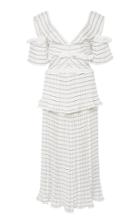 Self Portrait Monochrome Striped Cold-shoulder Crepe Dress