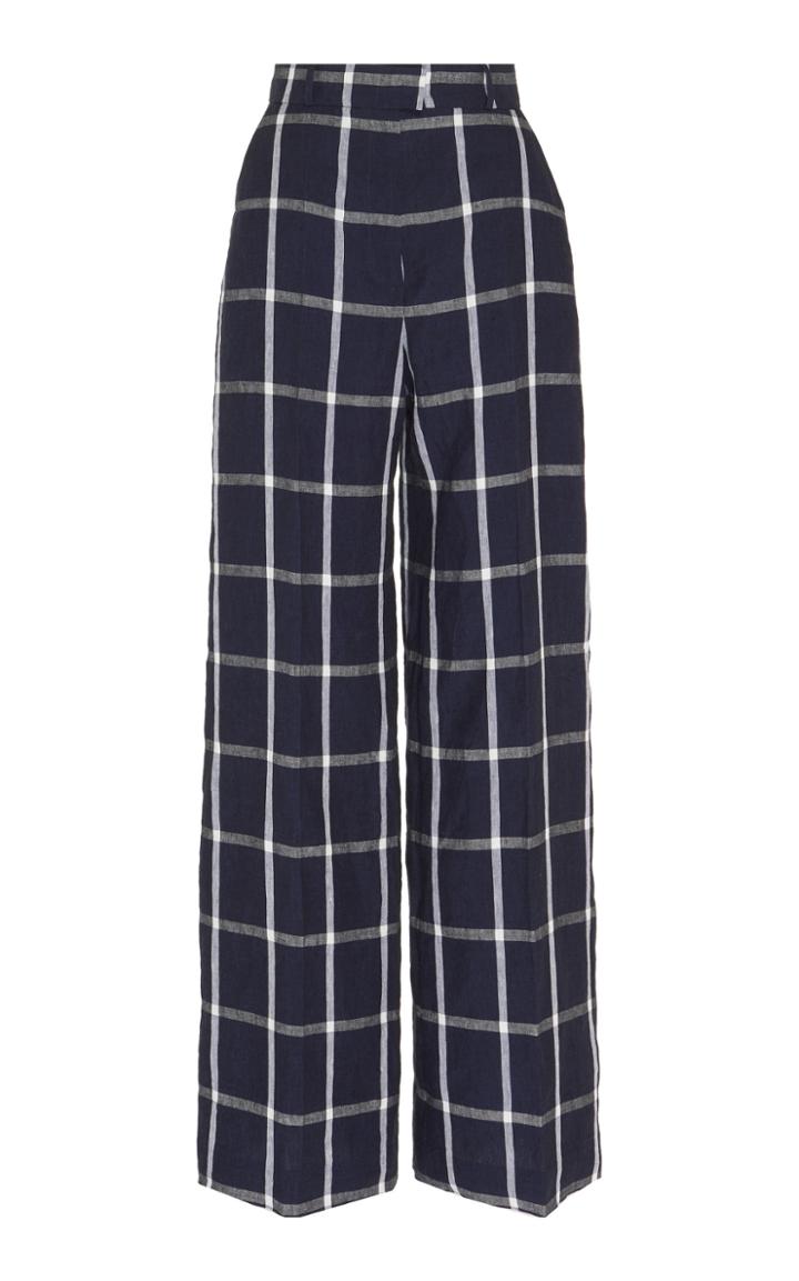 Martin Grant Checkered Linen Wide Leg Trousers