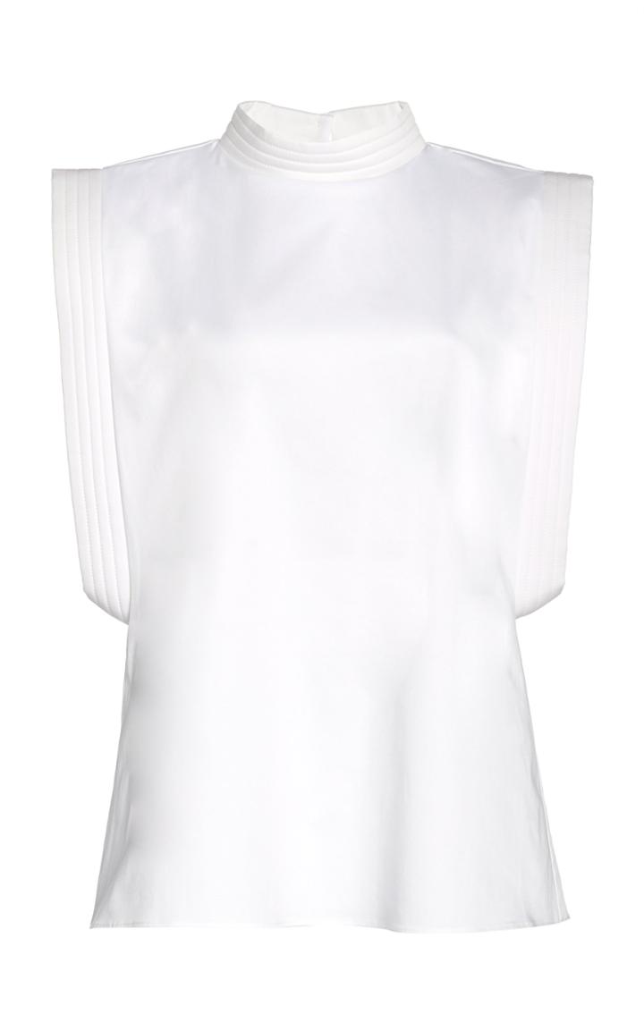 Moda Operandi Piece Of White Stella High-neck Open-side Cotton-blend Poplin Top