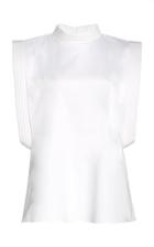 Moda Operandi Piece Of White Stella High-neck Open-side Cotton-blend Poplin Top