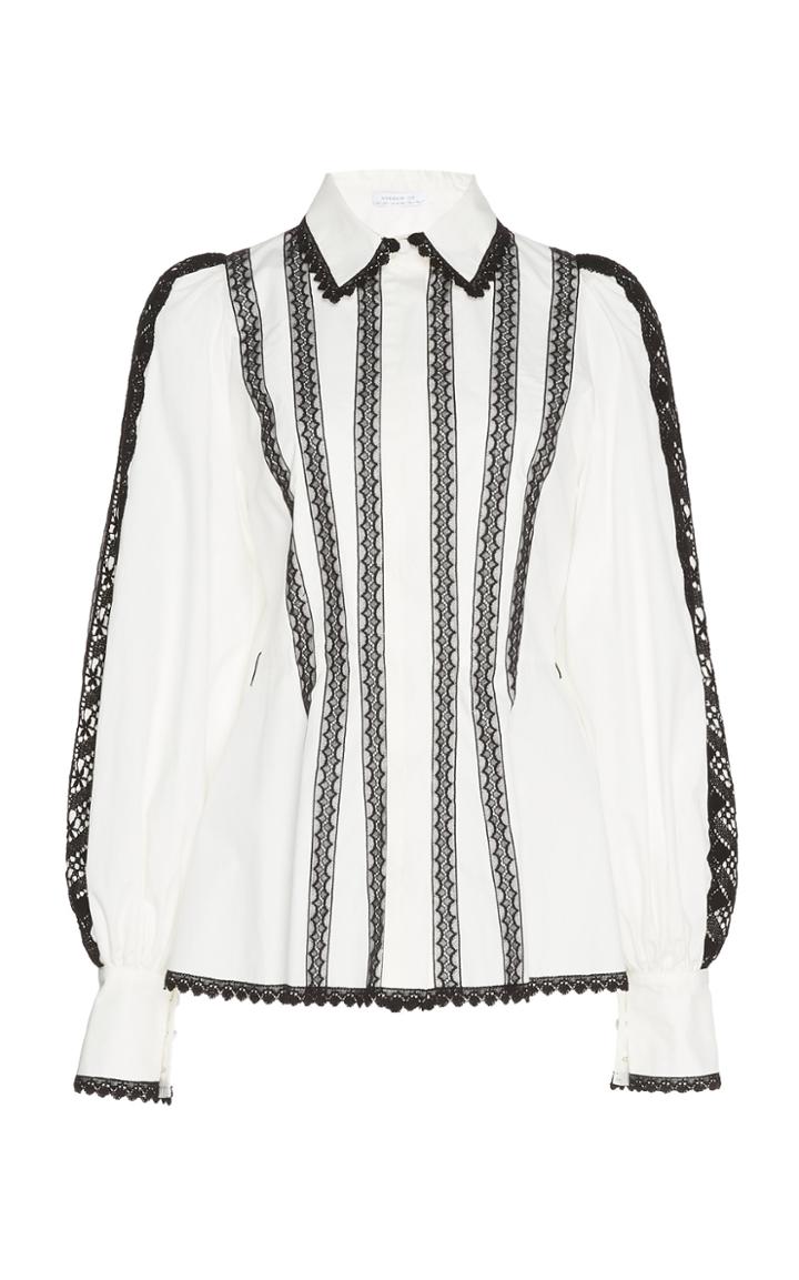 Andrew Gn Lace Lined Cotton Blouse