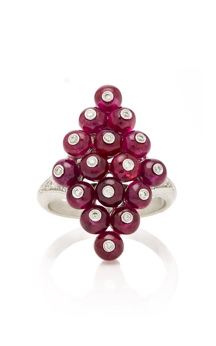 Goshwara Platinum Ruby And Diamond Ring