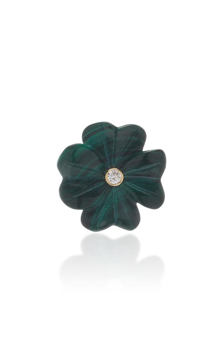 Brent Neale Single Small Malachite Clover Stud Earring