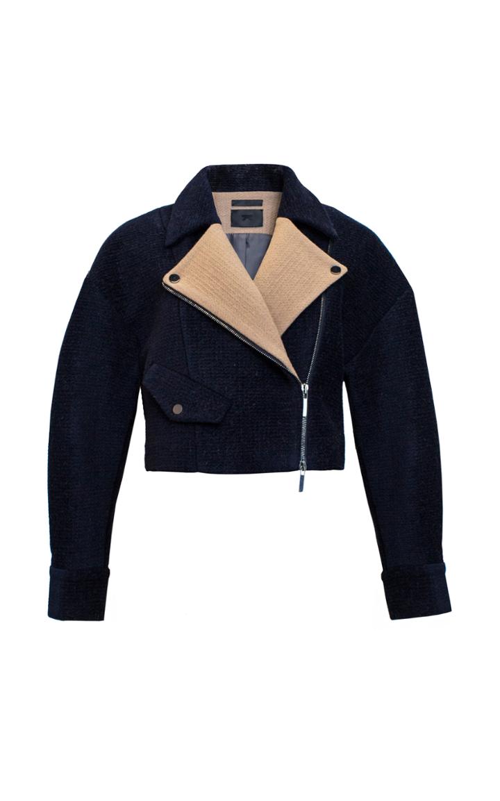 Lake Studio Two-tone Cropped Wool-blend Coat