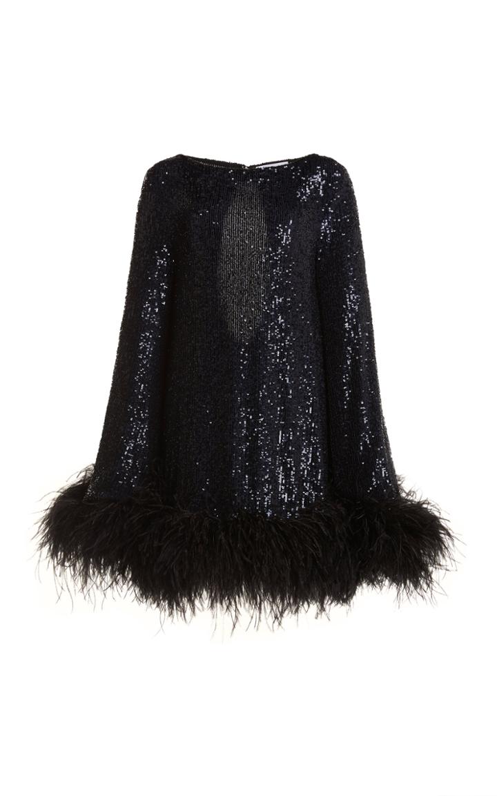 Moda Operandi Nervi Ines Feather-trimmed Sequined Mini Dress