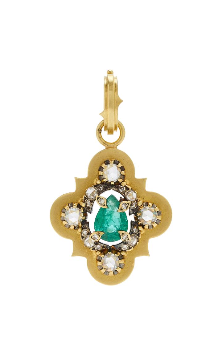 Sylva & Cie 18k Gold Diamond And Emerald Charm