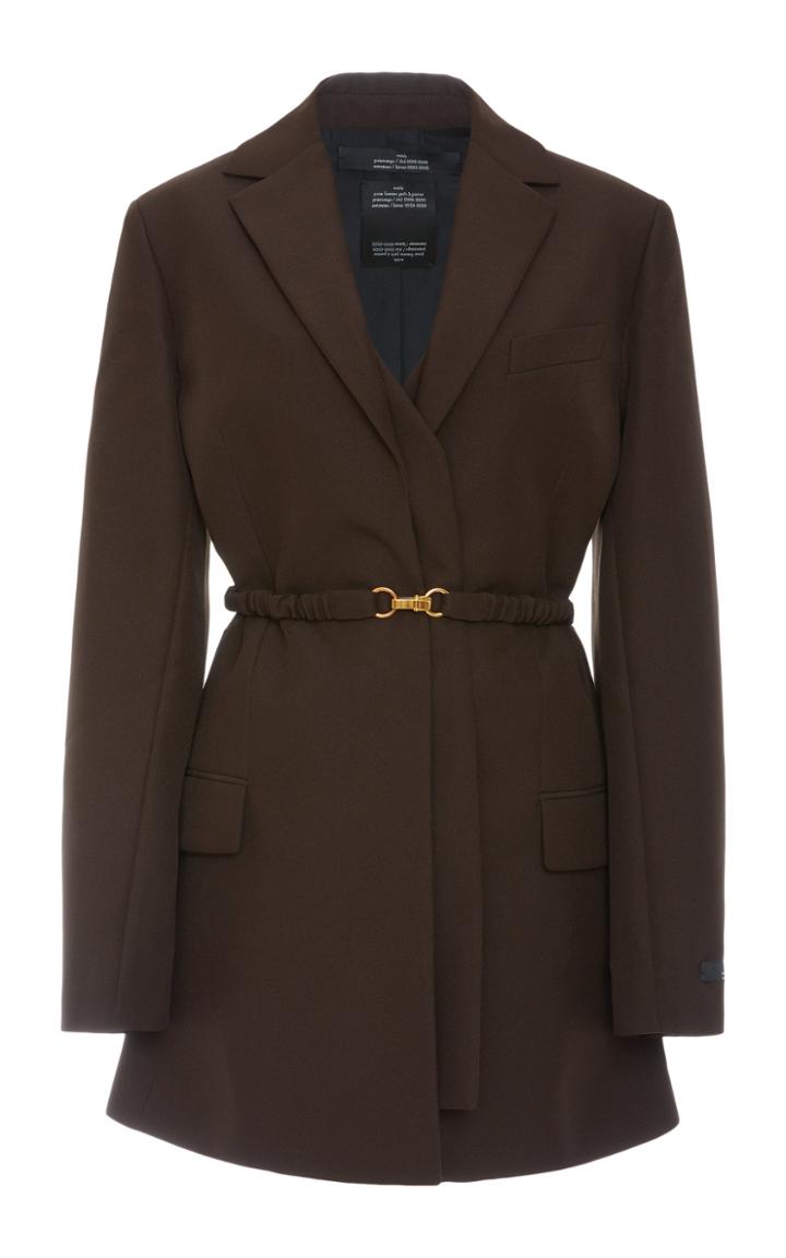 Rokh Belted Woven Single-breasted Blazer