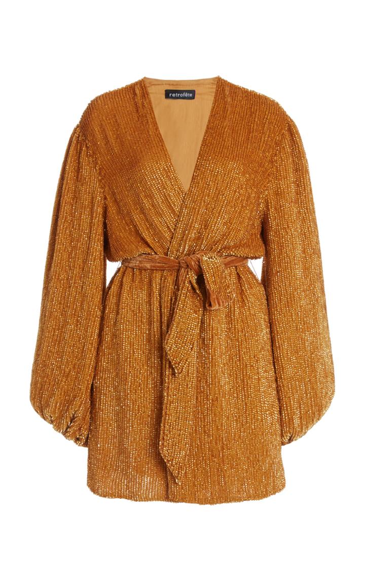 Retrofte Gabrielle Sequined Mini Wrap Dress