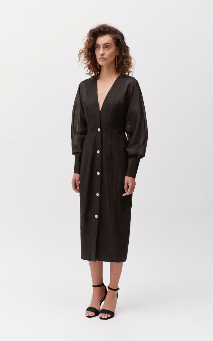 Moda Operandi Joslin Sigrid Linen Ramie Midi Dress Size: 6