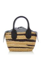 Muun Galet Mini Leather-trimmed Straw Tote