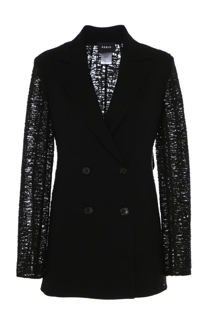 Akris Embroidered Lace-accented Wool Double-breasted Blazer