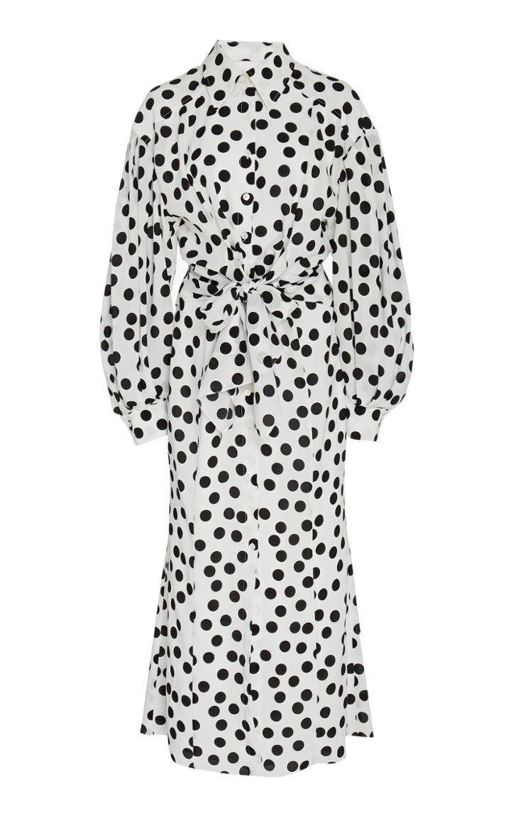 Carolina Herrera Tie-front Polka-dot Crepe Midi Dress