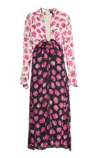 Proenza Schouler Silk Bi-color Floral Plunge Dress
