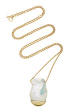 Mizuki 14k Charm Baroque Slide White Freshwater Necklace
