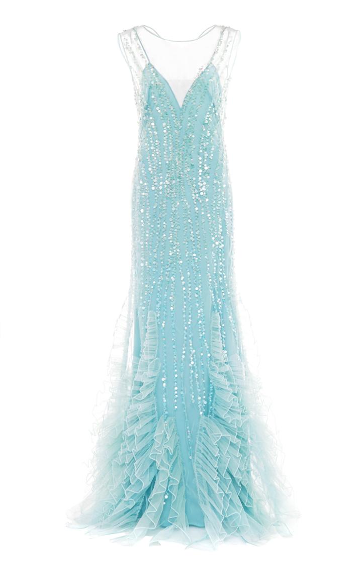 Alberta Ferretti Sequin-embellished Ruffled Tulle Gown