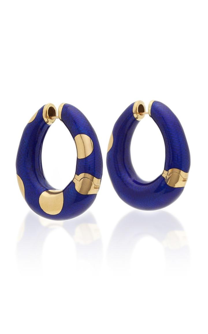 Vintage Bulgari 18k Enamel Hoops