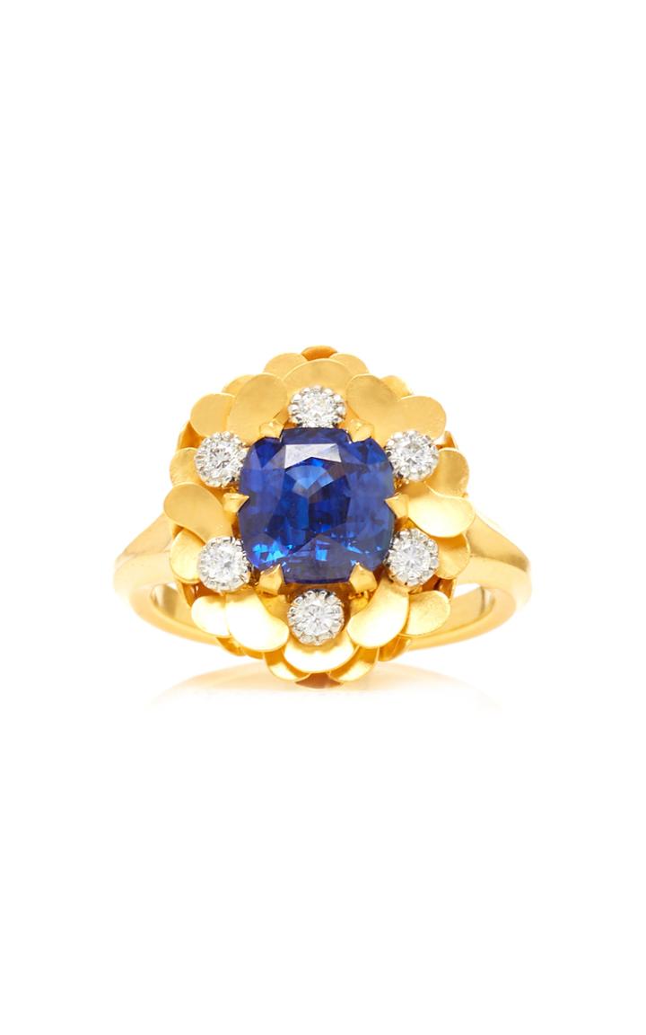 Moda Operandi Mcteigue & Mcclelland Blue Sapphire Flora Bouquet Ring Size: 4.5