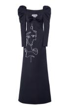 Moda Operandi Moschino Puffed Sleeve Printed Gown Size: 38