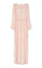 Adam Lippes Sequin Embroidered Boatneck Chiffon Gown
