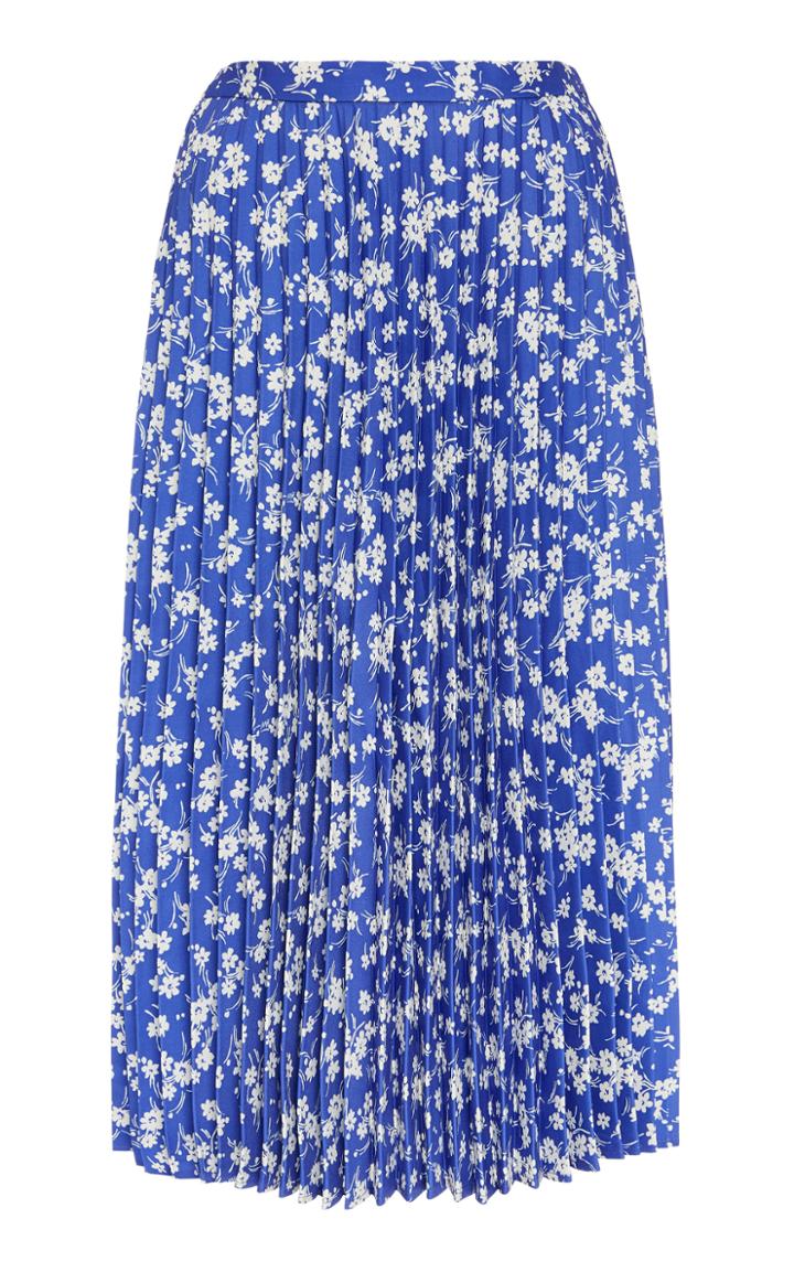 Hvn Tracy Pleated Floral-print Chiffon Skirt