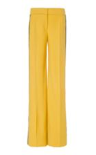 Oscar De La Renta Straight Leg Tailored Pant With Embroidered Side Panel