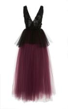 Pamella Roland Amethyst & Black Draped Tulle Gown