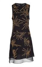 Burnett New York Black Starfish Embroidered Mini Dress