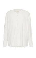 Greg Lauren Collarless Linen Button-up Shirt