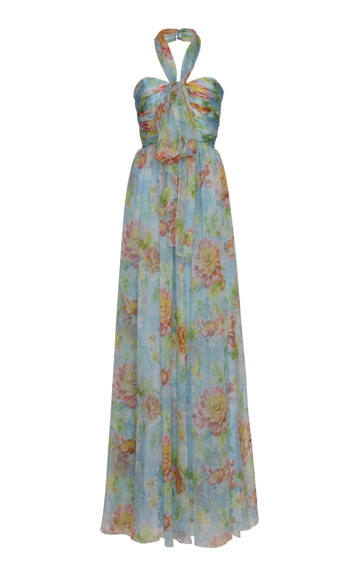 Blumarine Halter Neck Floral Gown