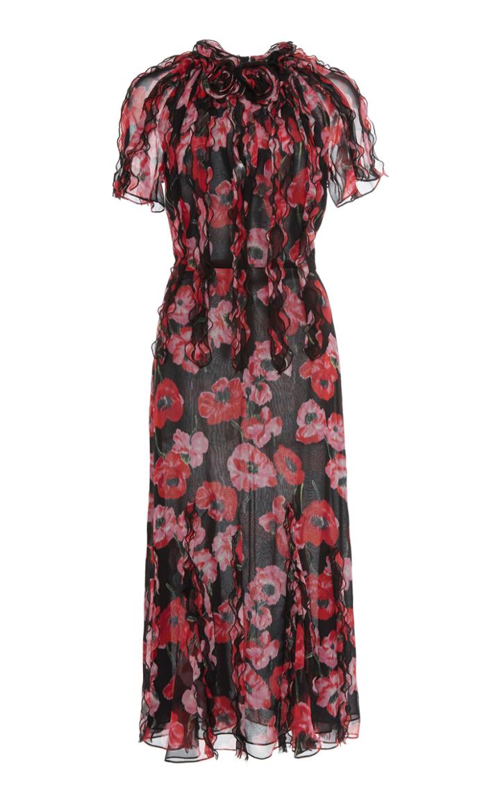 Jason Wu Collection Ruffled Floral-print Silk Chiffon Midi Dress