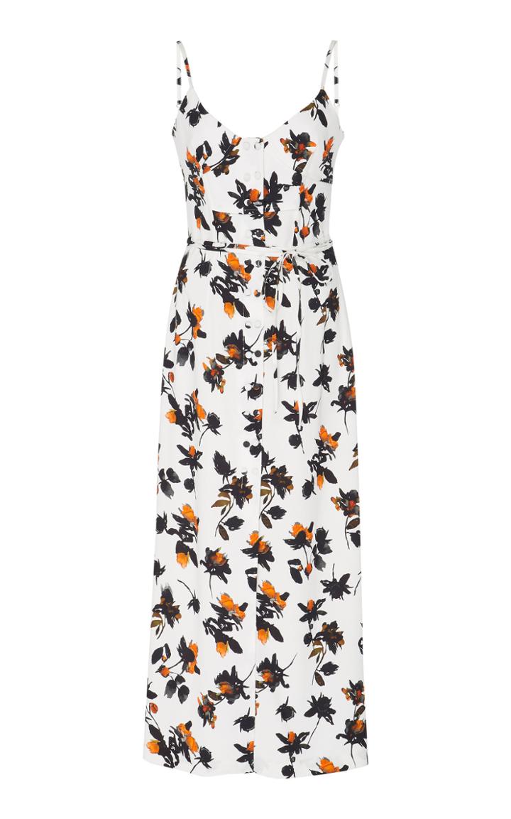 Derek Lam Sleeveless Floral Fitted Midi Dress