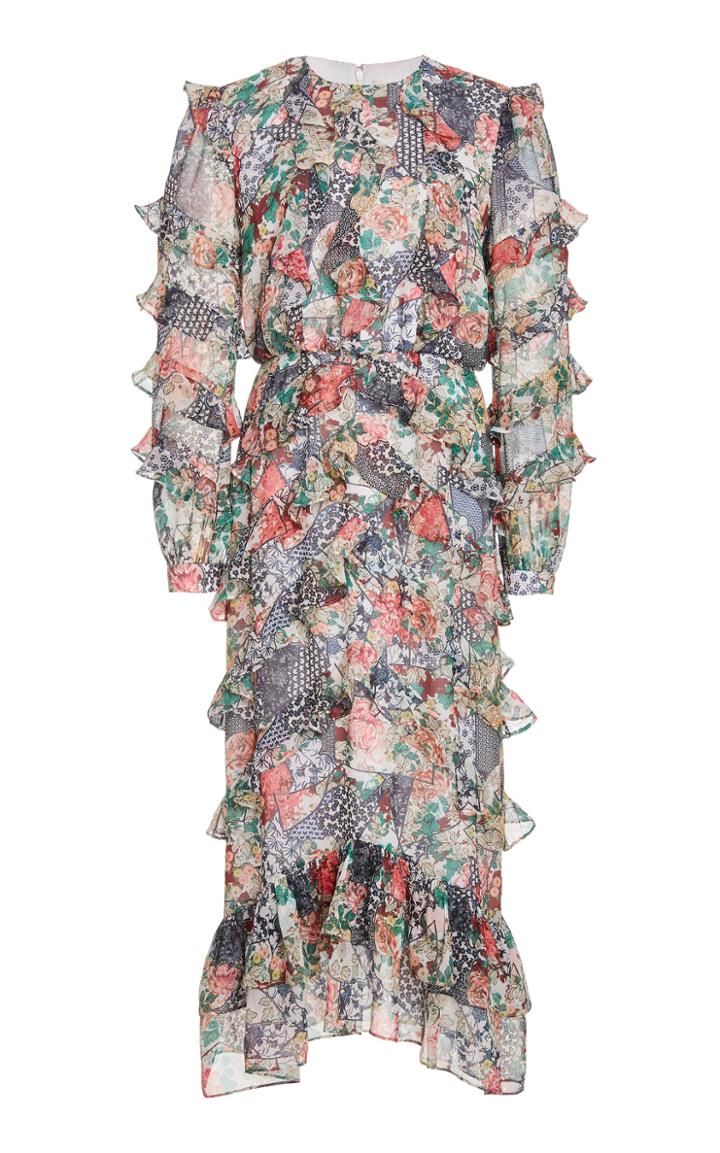 Moda Operandi Saloni Victoria Ruffled Silk Dress