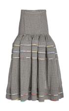 Moda Operandi Rosie Assoulin Dropped-waist Checked Cotton Tiered Maxi Skirt