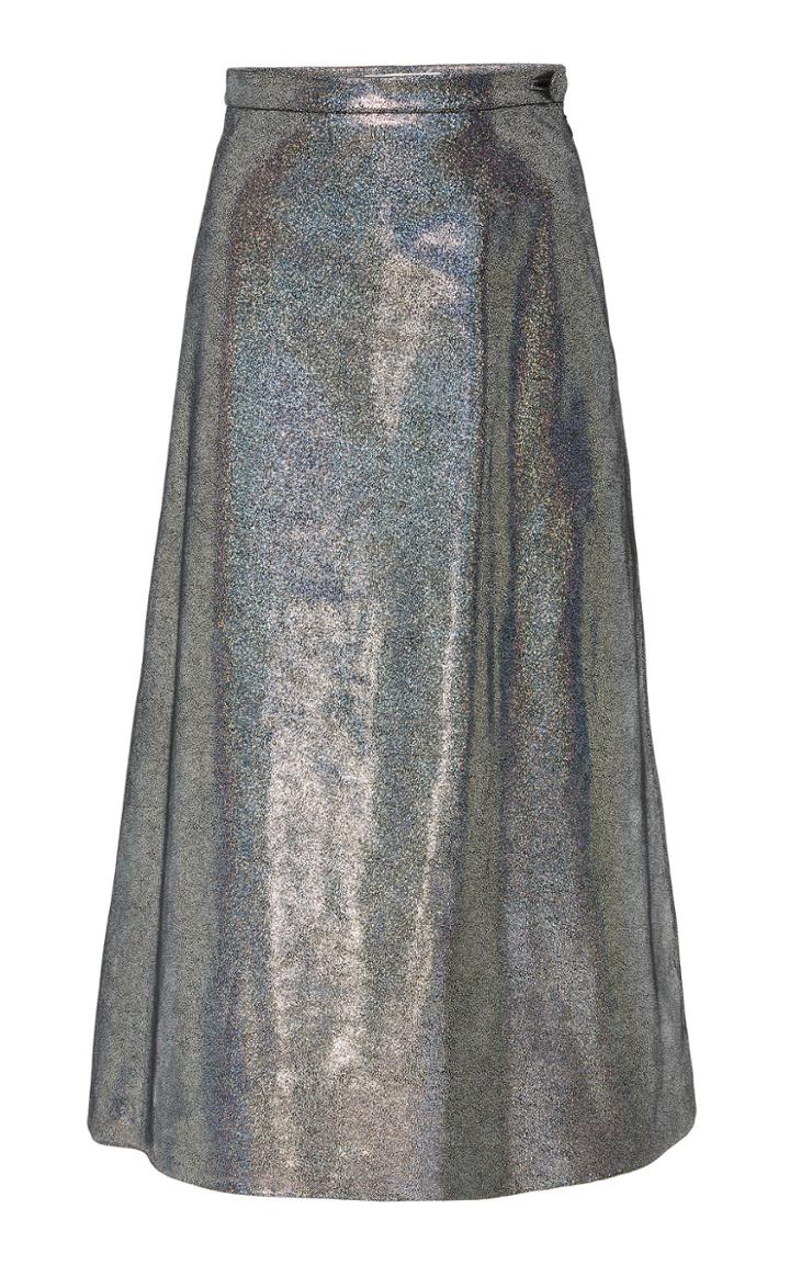 Rodarte Iridescent Leather A Line Skirt