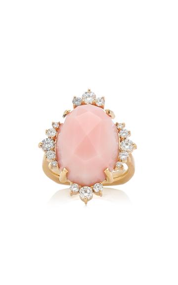 Kathryn Elyse Halo 14k Yellow Gold Opal And Diamond Ring