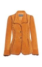 Moda Operandi Alberta Ferretti Suede Blazer With Leather Whipstitch Size: 36