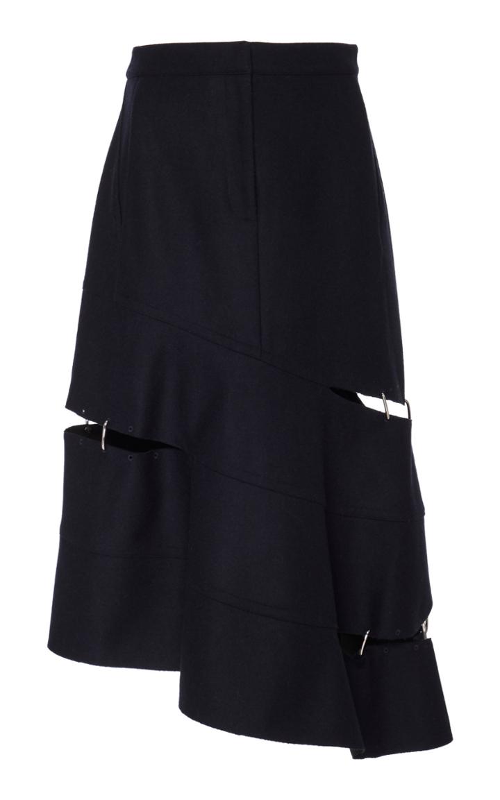 Tibi Asymmetric Cutout Wool-blend Skirt