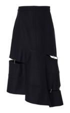 Tibi Asymmetric Cutout Wool-blend Skirt