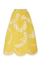 Oscar De La Renta Scalloped Silk Midi Skirt