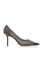 Jimmy Choo Love Leather-trimmed Mesh Pumps