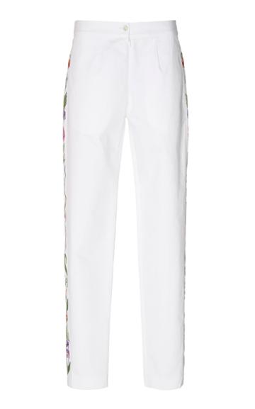 Loretta Caponi Carlotta Embroidered Cotton Pants