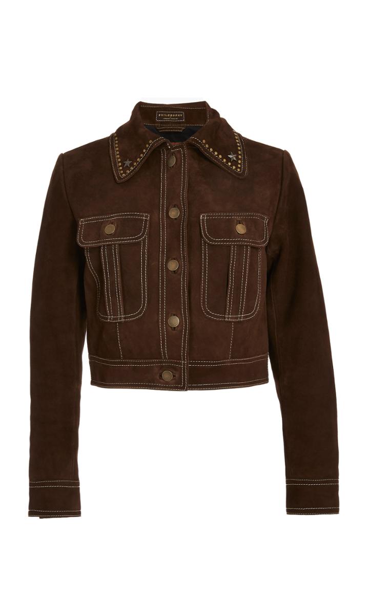 Philosophy Di Lorenzo Serafini Suede Cropped Jacket