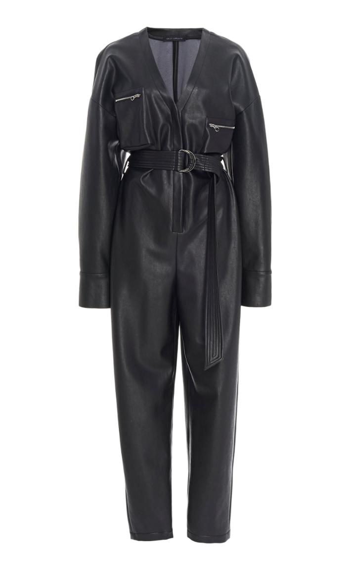 Lapointe Belted Faux Leather Tapered Jumpsuit