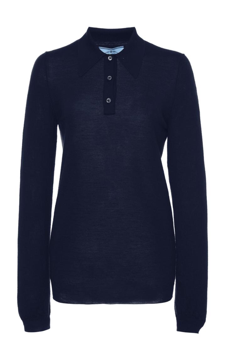 Moda Operandi Prada Collared Long Sleeved Cashmere Top Size: 38