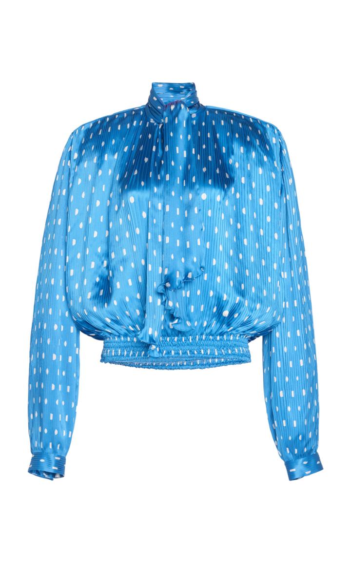 Balenciaga Dynasty Polka-dot Crepe Tie-neck Top