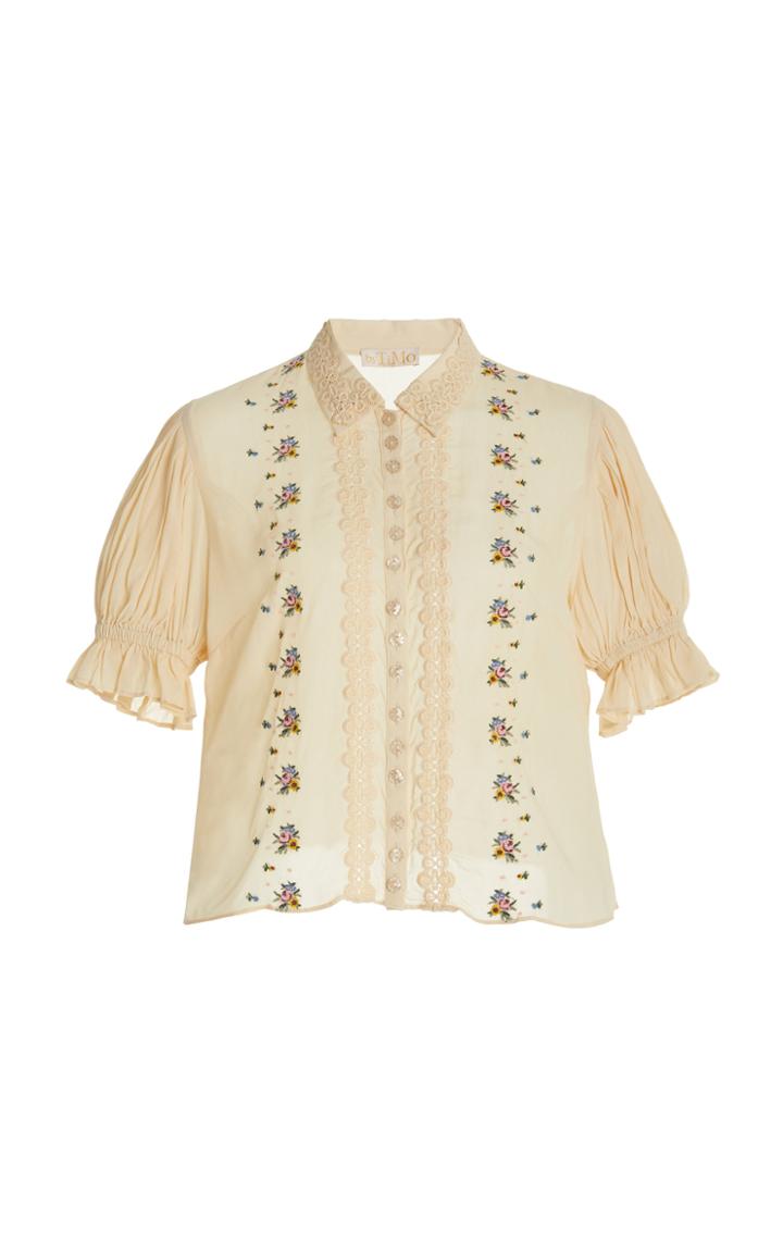 Moda Operandi Bytimo Embroidered Lace-trimmed Blouse