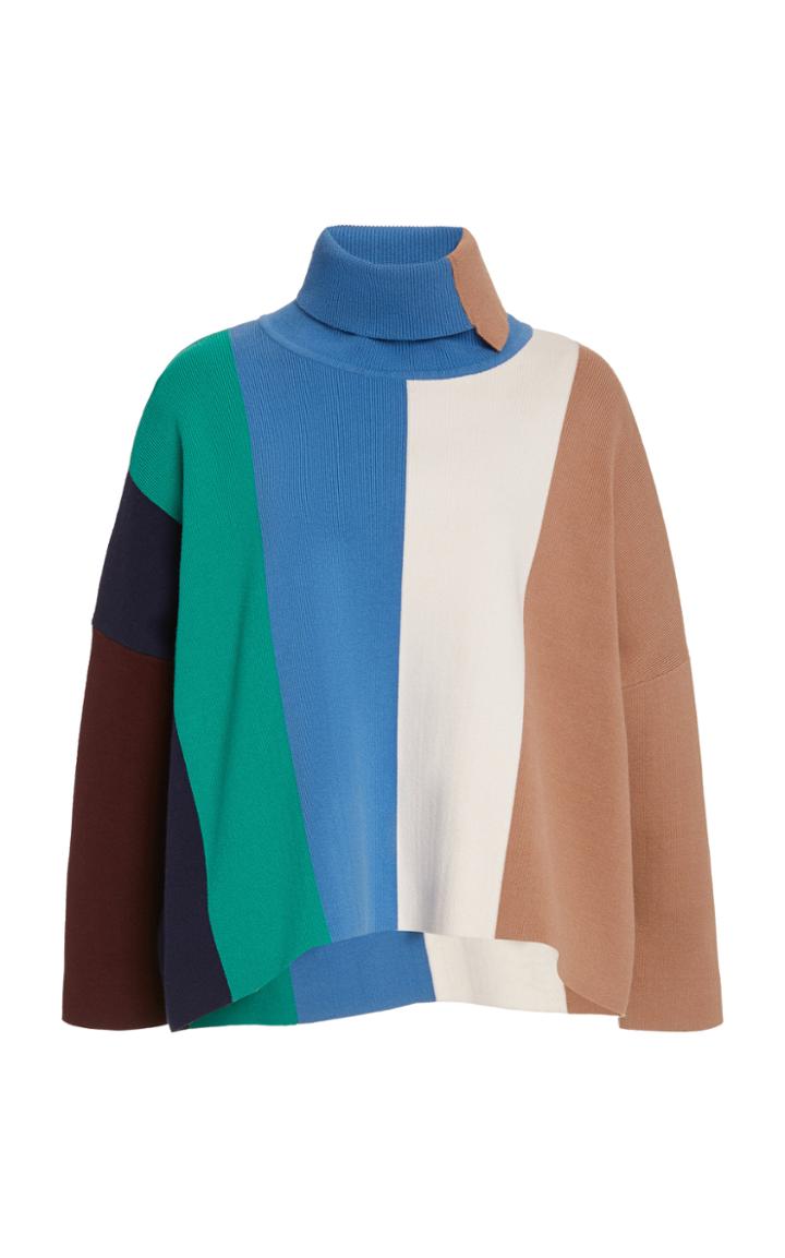 Victoria Victoria Beckham Striped Knit Turtleneck Sweater