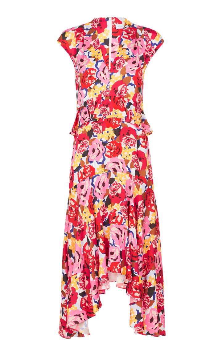 Rebecca Vallance Blume Ruffle Midi Dress
